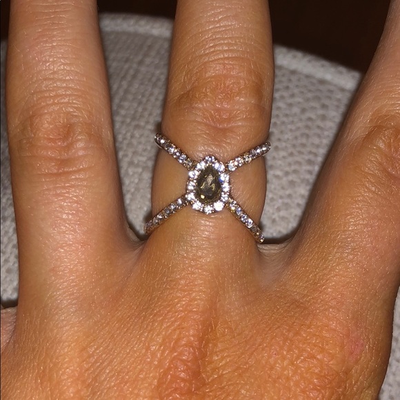 Teardrop Ring Pave X Ring Gold Size 7 - Picture 9 of 12